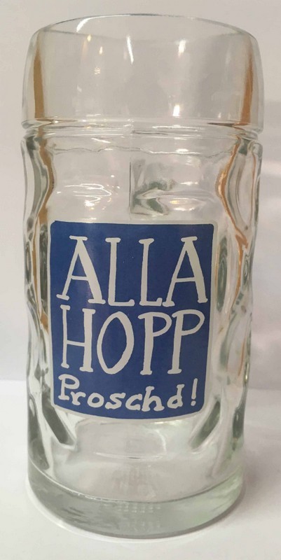 Glas   Bierseidel "ALLA HOPP Proschd!